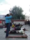  praying in front of jokhang, lhasa
